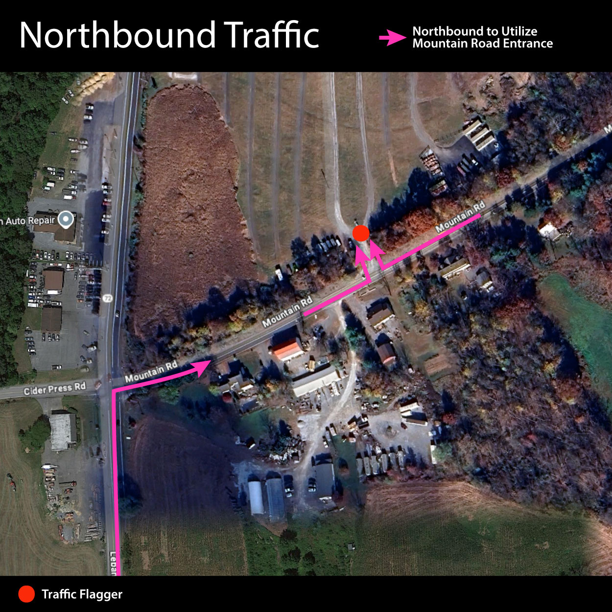 Map showing entry to park from the secondary entrance.